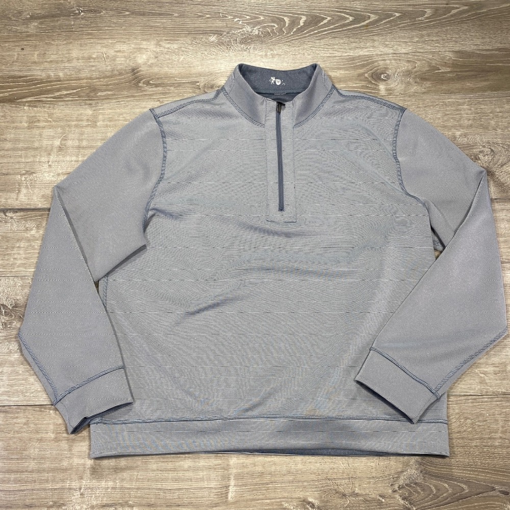 Hickey Freeman Quarter Zip Pullover Men's L Gray Performance Stretch Long Sleeve